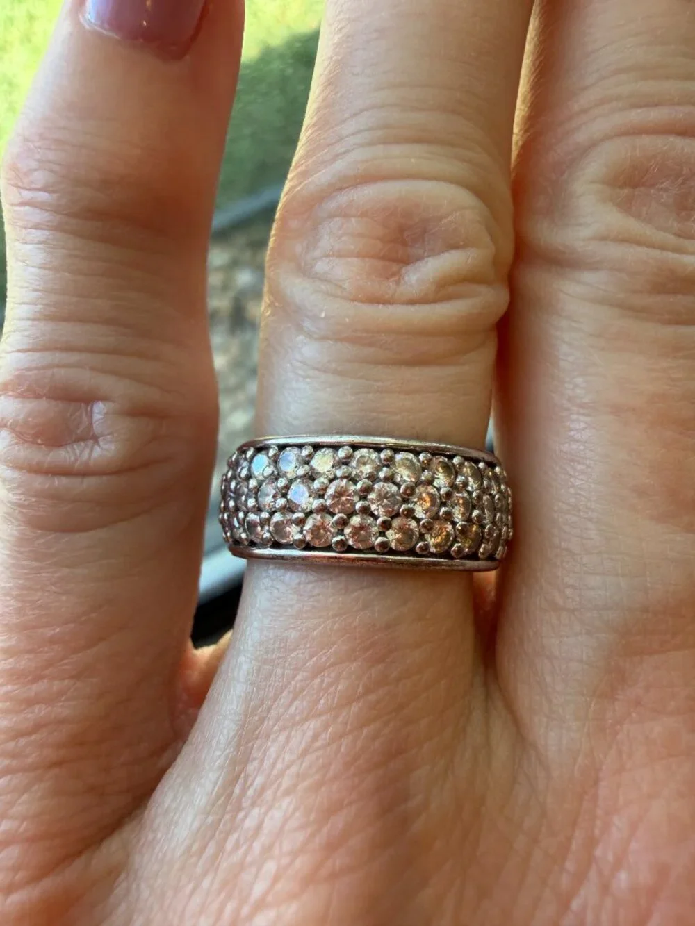 Vintage Diamonique Sterling Silver 925 Pave CZ Eternity Band - Size 5